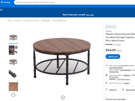 101121024 Rustic Round Coffee Table with Iron Mesh Storage Organizer Shelves and Retro Metal Frame Online Hot Sale