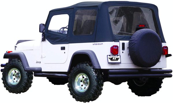 RAMPAGE PRODUCTS 68215 Complete Soft Top with Frame & Hardware for 1987-1995 Jeep Wrangler YJ, with Soft Upper Doors, Black Diamond w Tinted Windows Supply