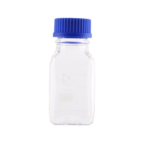 DURAN Square Clear Bottle 250ml w  blue cap Cheap