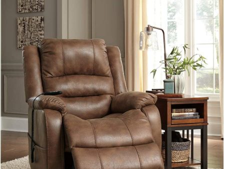 Signature Design by Ashley Yandel Upholstered Power Lift Recliner for Elderly, Brown Hot on Sale