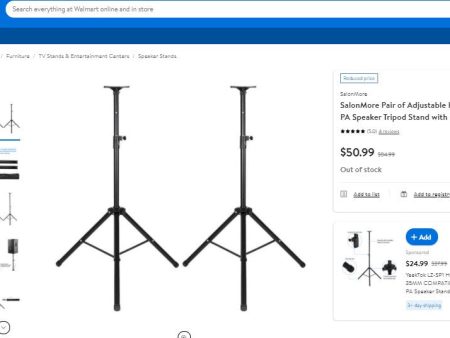 10042021021 Pair of Adjustable Height DJ PA Speaker Tripod Stand with Bag Cheap