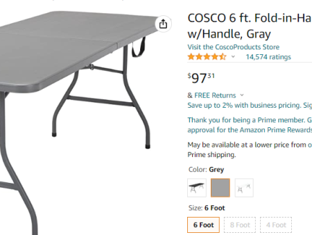 AI-Cosco 6  Signature Series Blow Mold Centerfold Table, Gray Fashion