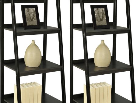 AI-Home Lawrence 4 Shelf Ladder Bookcase Bundle Black Set of 2 Supply