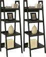 AI-Home Lawrence 4 Shelf Ladder Bookcase Bundle Black Set of 2 Supply