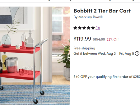 AI-Cosco Stylaire 2 Tier Serving Cart - Red Online