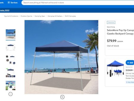 100721014 Pop Up Canopy Tent 10  x 10  Gazebo Backyard Canopy Sun Shade Sale