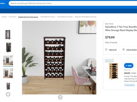 100621016 7 Tier Free Standing Wood Wine Storage Rack Display Shelves Sale