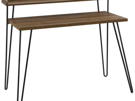 AI-Ameriwood Home Haven Retro Desk with Riser, Walnut For Discount